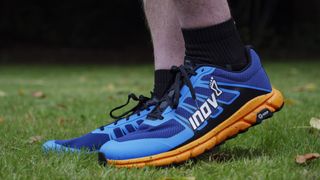 Inov-8 Trailfly G270 V2 trail running shoes worn, on grass